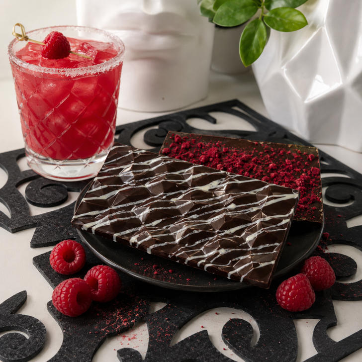 Full Size Raspberry Daiquiri Rum Chocolate Bar ~ with Freeze Dried Raspberry Bits