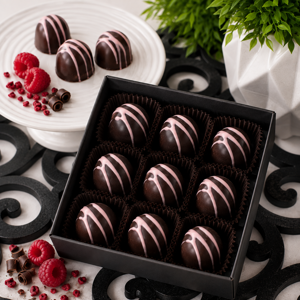 Bomb Confections raspberry cocktail-inspired chocolate bonbons