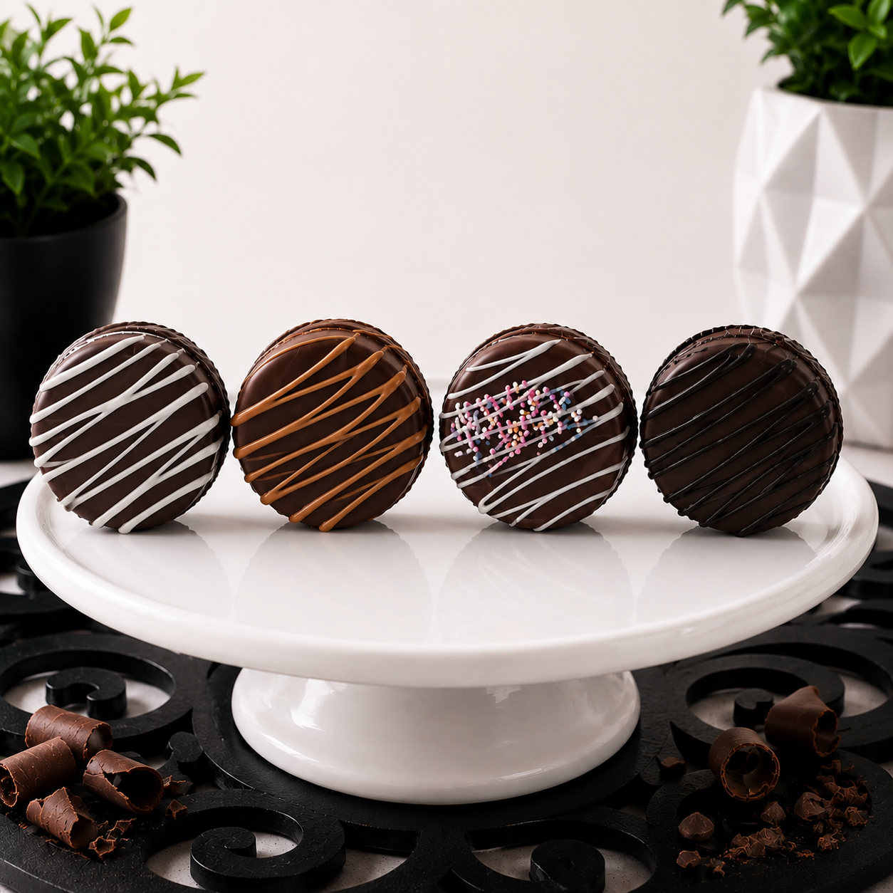 Bomb Confections classic chocolate covered sandwich cookies in four flavors