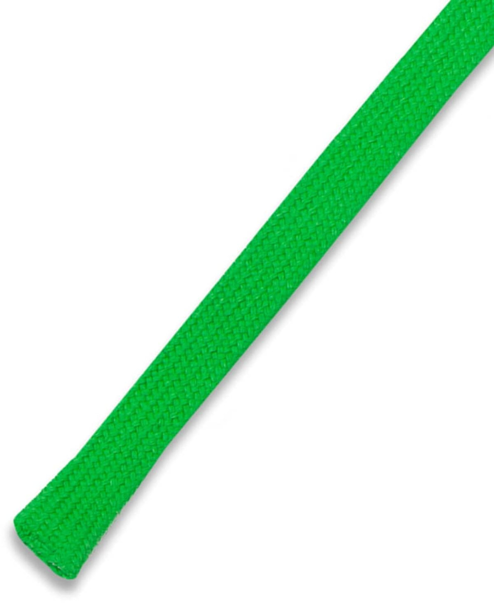A green drawcord with a textured surface, designed for various clothing accessories.