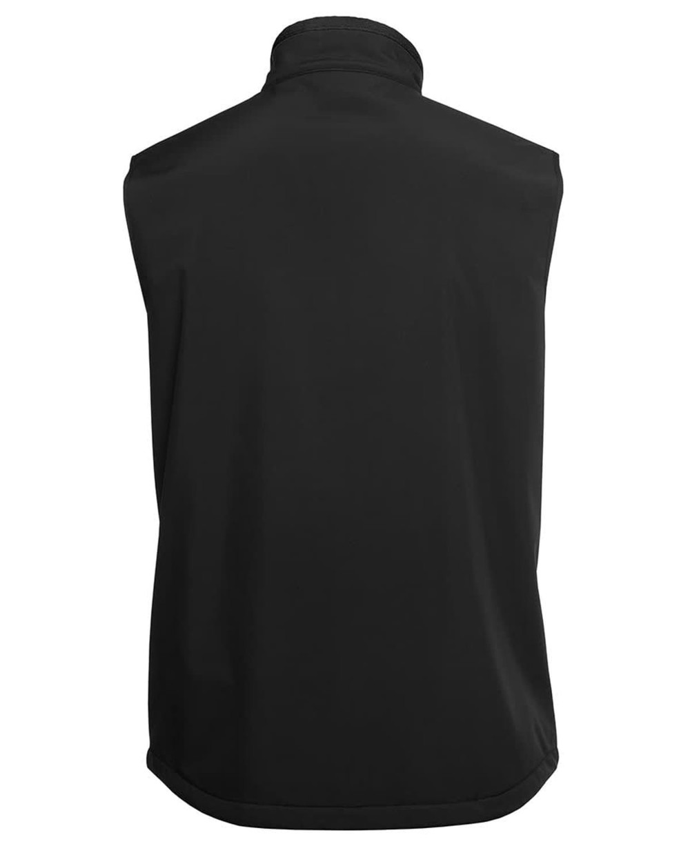A black three-layer softshell vest featuring a high collar and no visible branding.