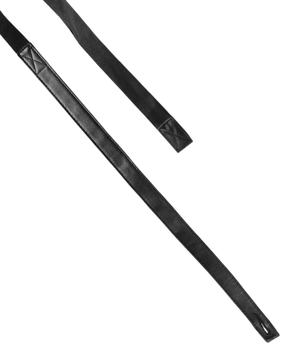 Black changeable PU cross back apron straps feature a sleek design, suitable for workwear. Includes a logo.