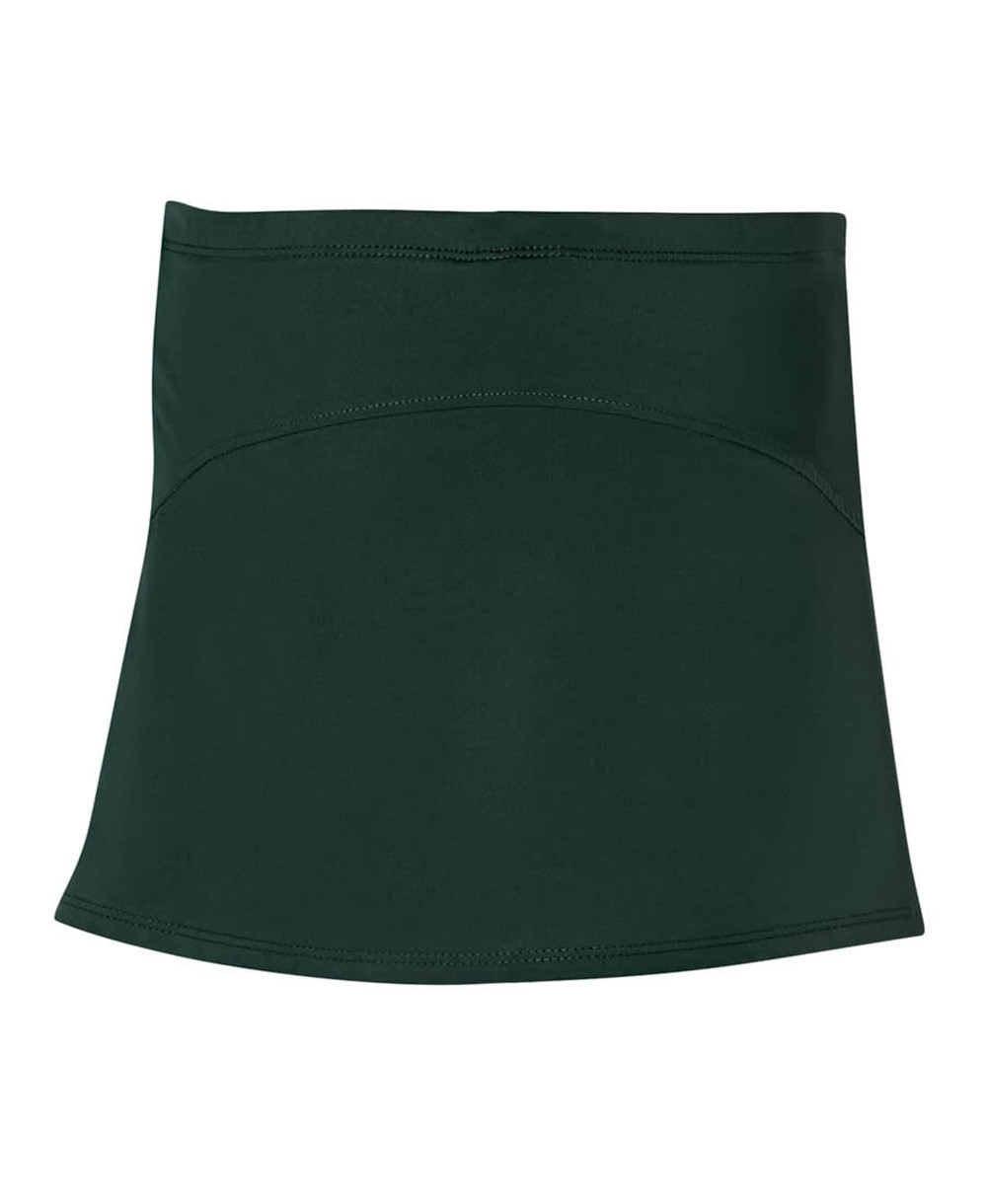 A green skort with a smooth, streamlined design, featuring a hidden logo. Ideal for sporty or casual wear.