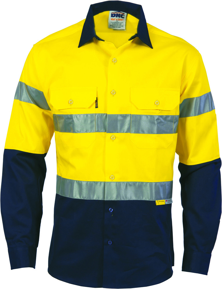 Hi Vis Two Tone Drill Shirts with 3M8906 R/Tape - Long Sleeve