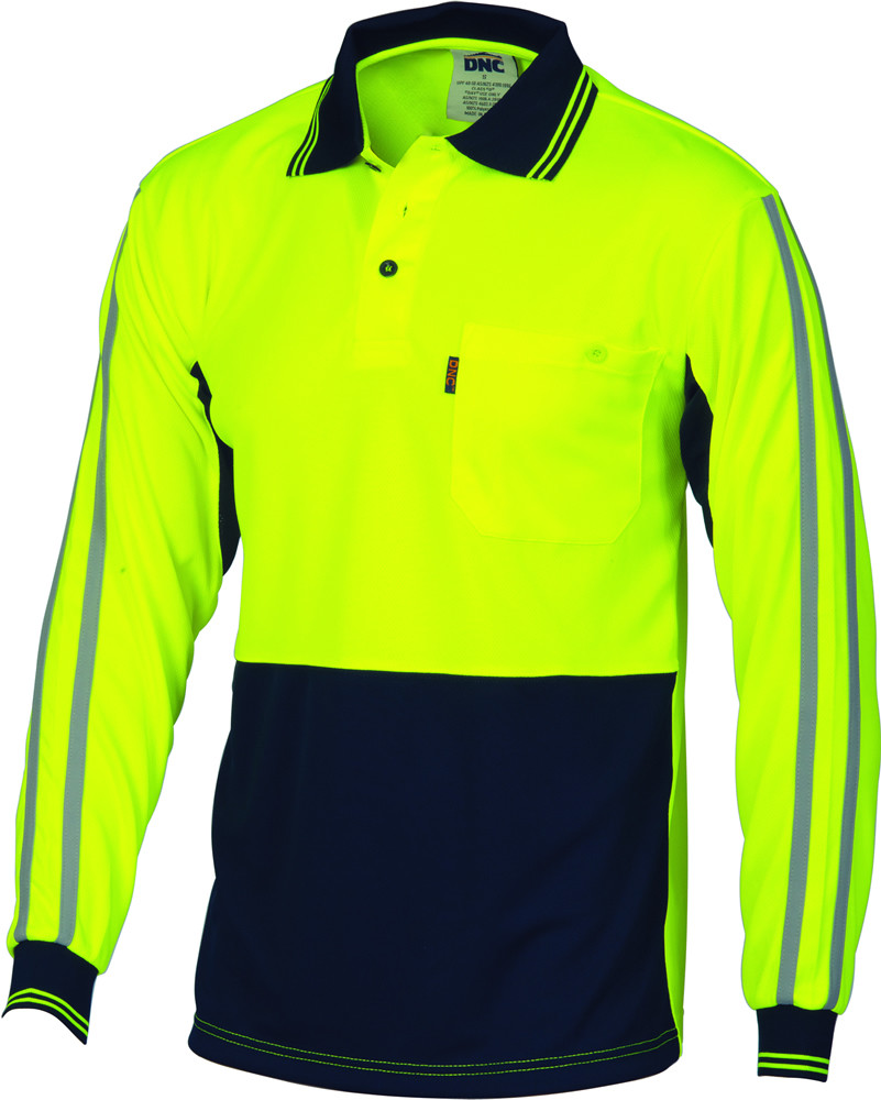 Hi Vis Cool-Breathe Stripe Polo - Long Sleeve