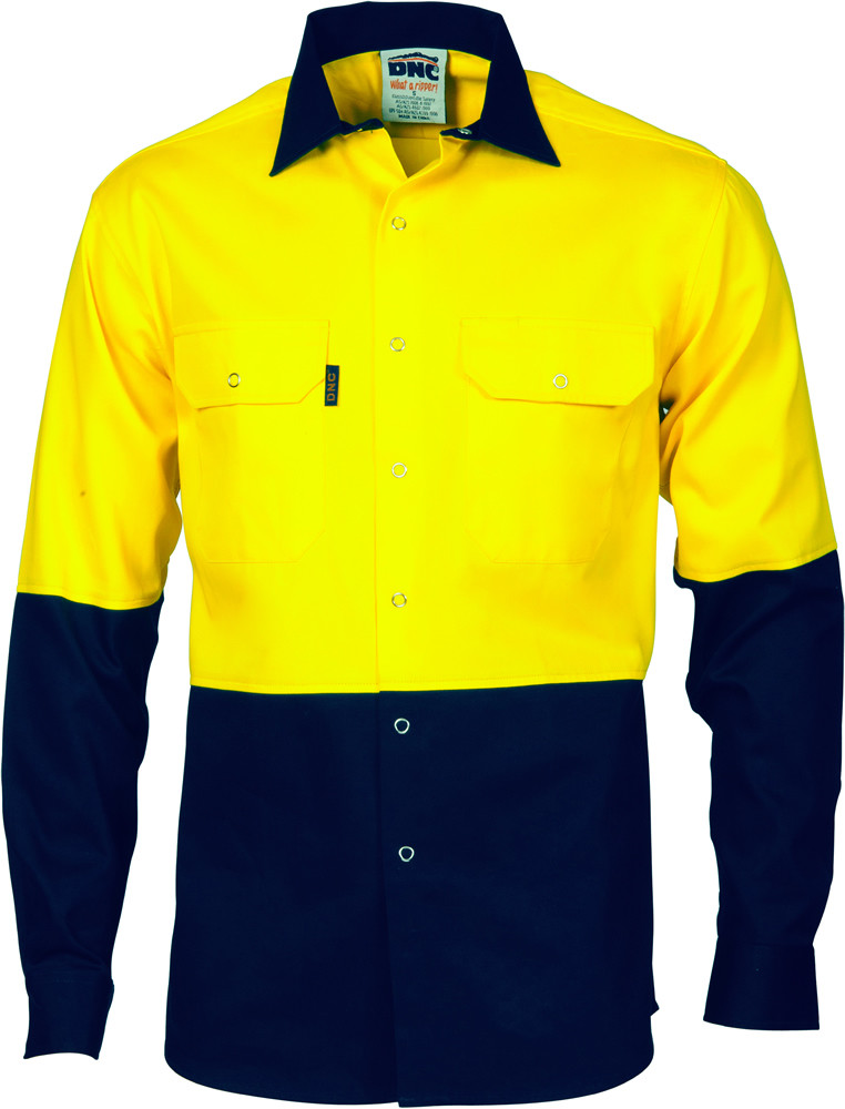 Hi Vis Two Tone Drill Shirt with Press Studs