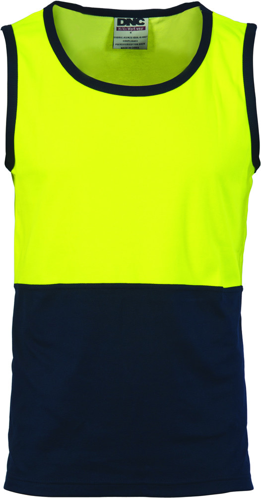 Hi Vis Cotton Back Two Tone Singlet