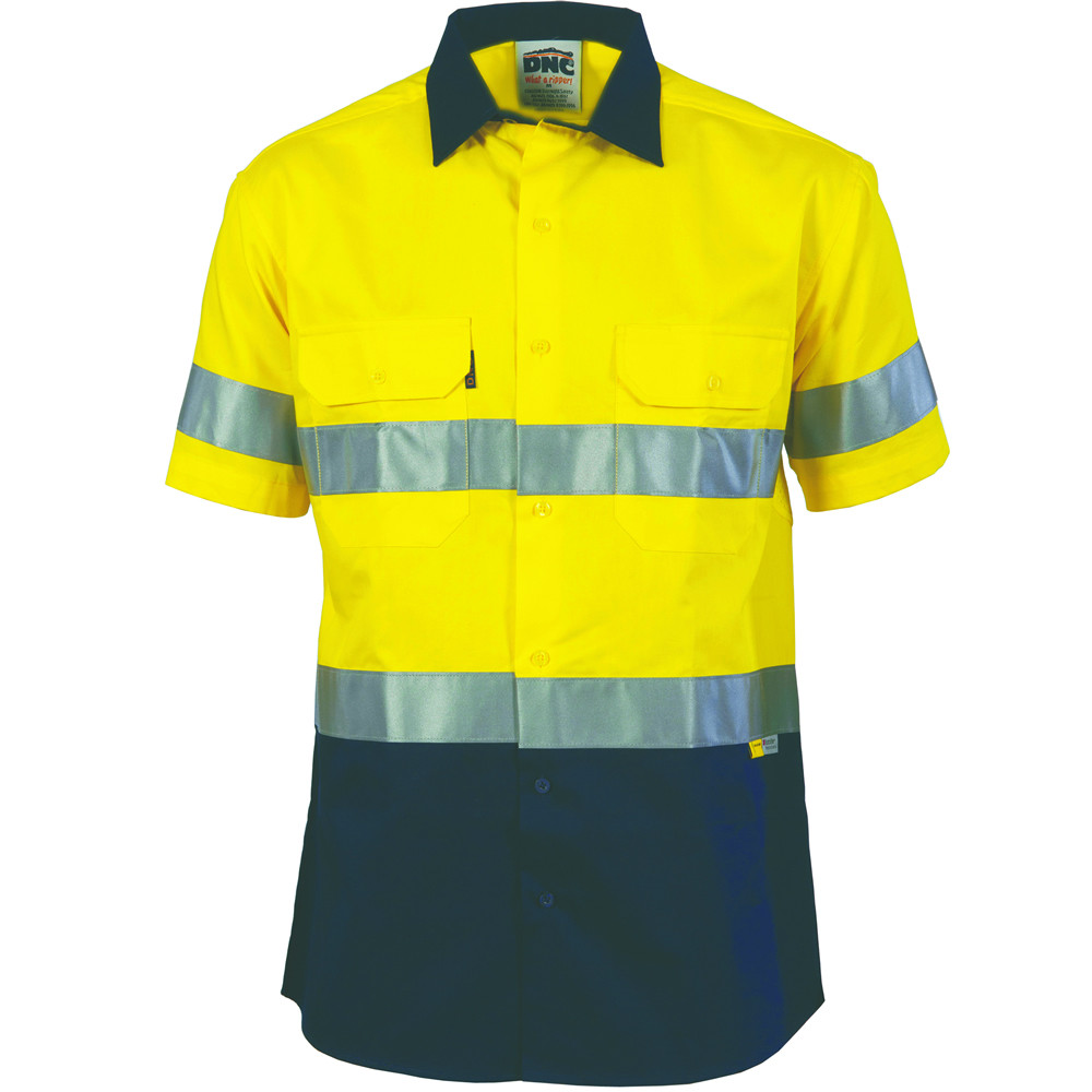 Hi Vis Cool-Breeze Cotton Shirt with 3M 8906 R/Tape - Short Sleeve