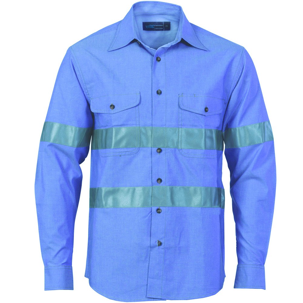 Hi Vis Cotton Chambray Shirt with Generic R/Tape - Long Sleeve