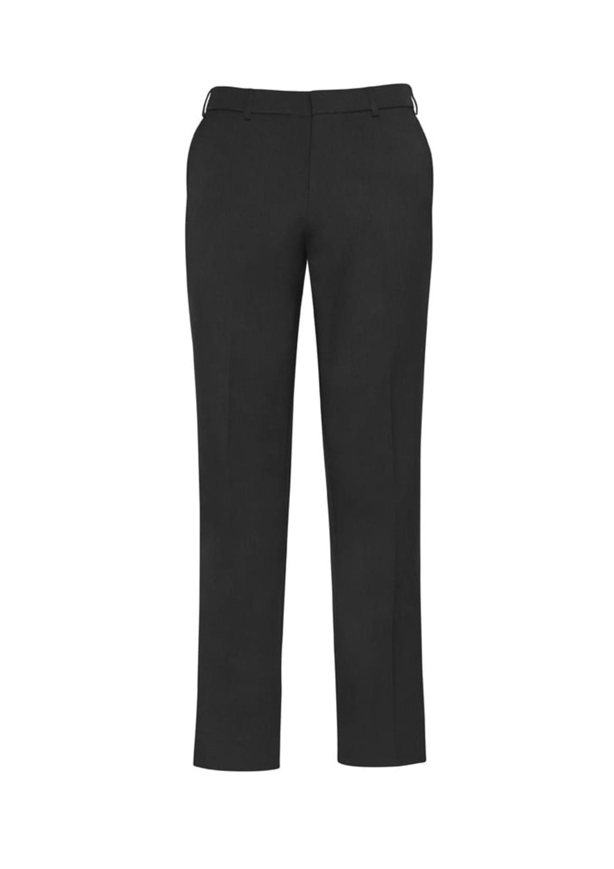 A pair of black men's slimline pants featuring a sleek design and a logo. Suitable for formal or casual wear.