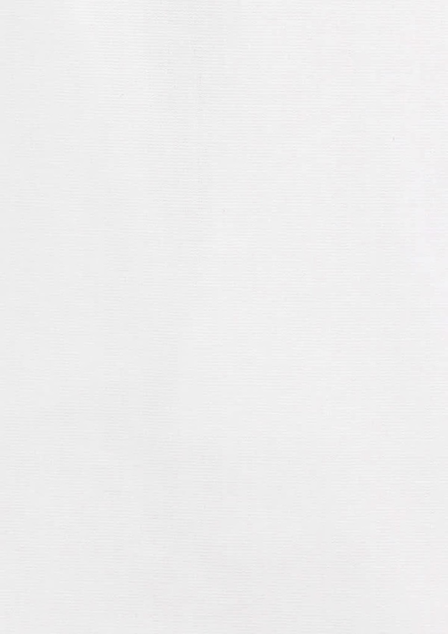 A white short sleeve button-up shirt with a logo. The fabric appears smooth and lightweight.