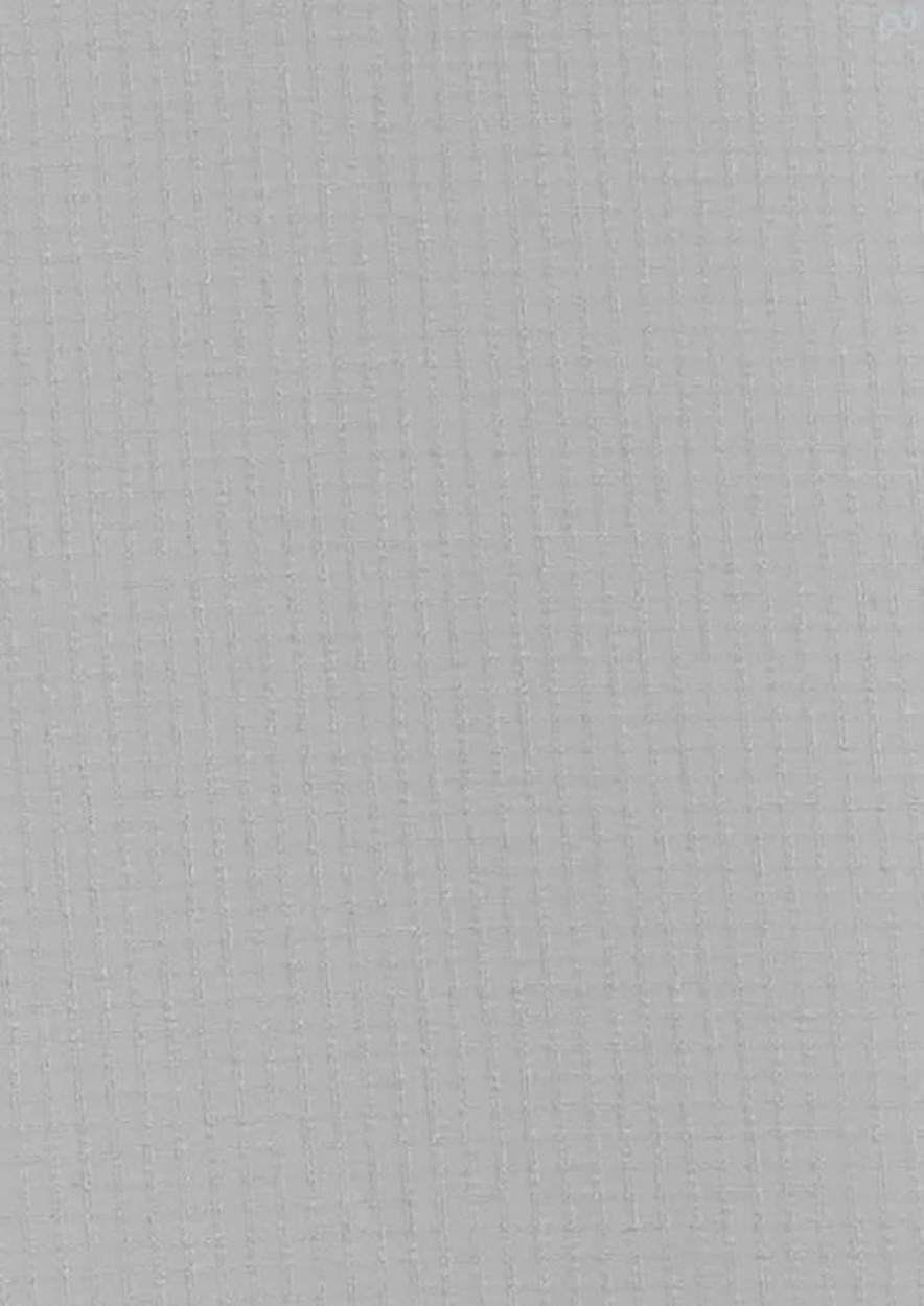 A light grey long sleeve button-up shirt with textured fabric and a logo.
