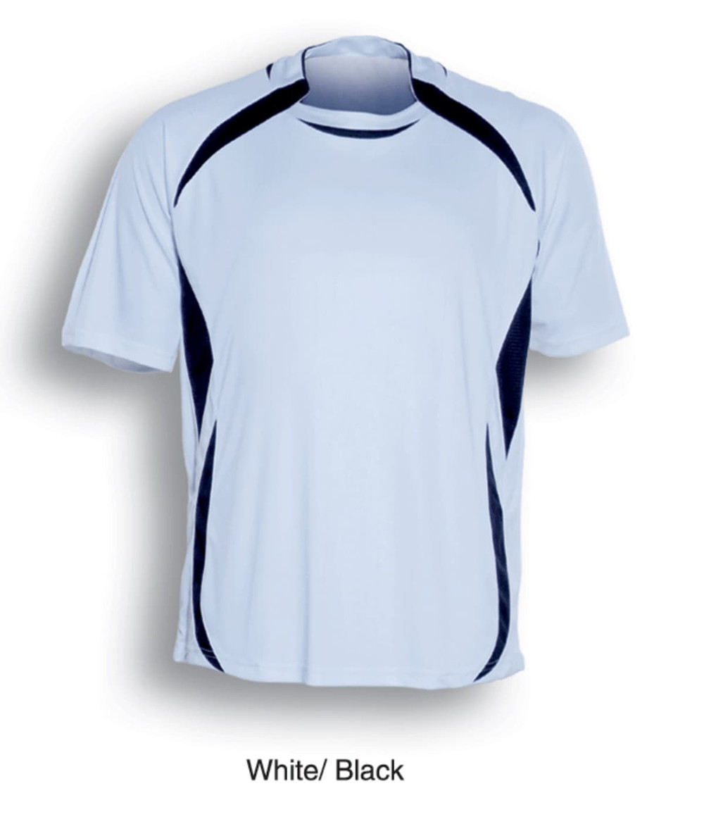 A lightweight sports jersey in white with black accents, featuring a logo. Suitable for kids' sports activities.