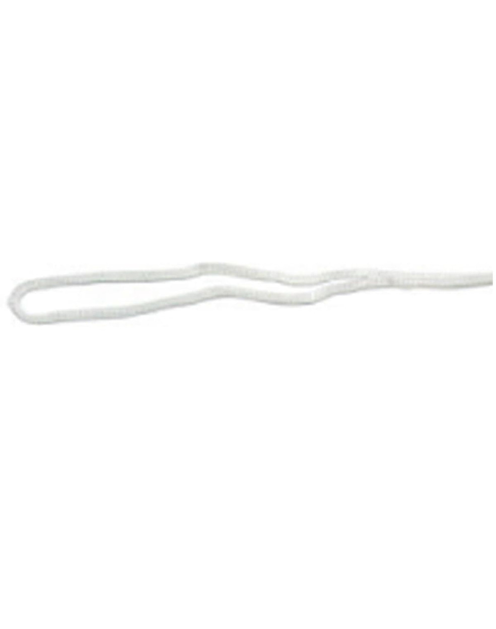 A white break-away chin strap clip, featuring a simple loop design. It has a small logo on the side.