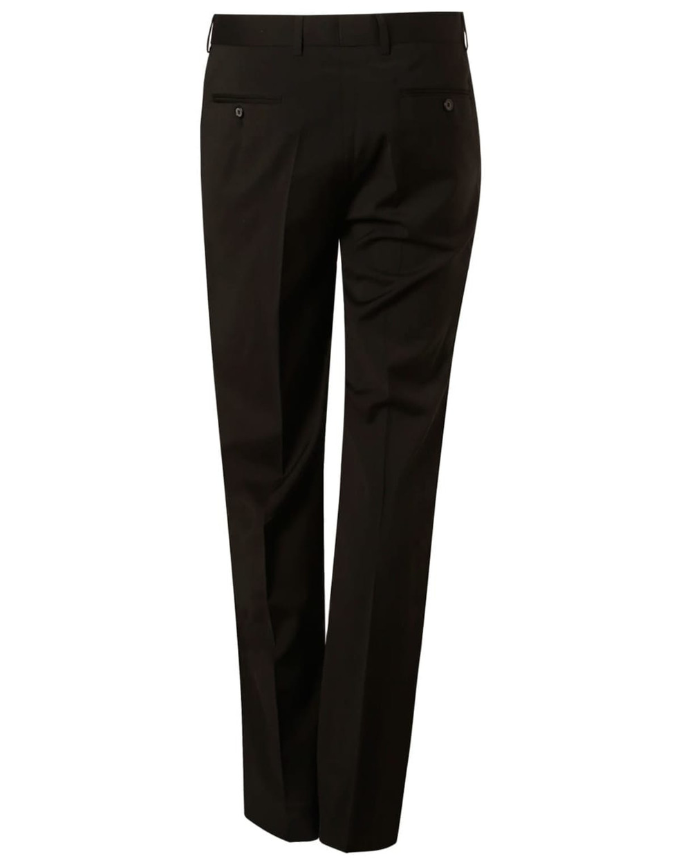 Black men's polyviscose stretch pants with a tailored design and back pockets, featuring a logo.