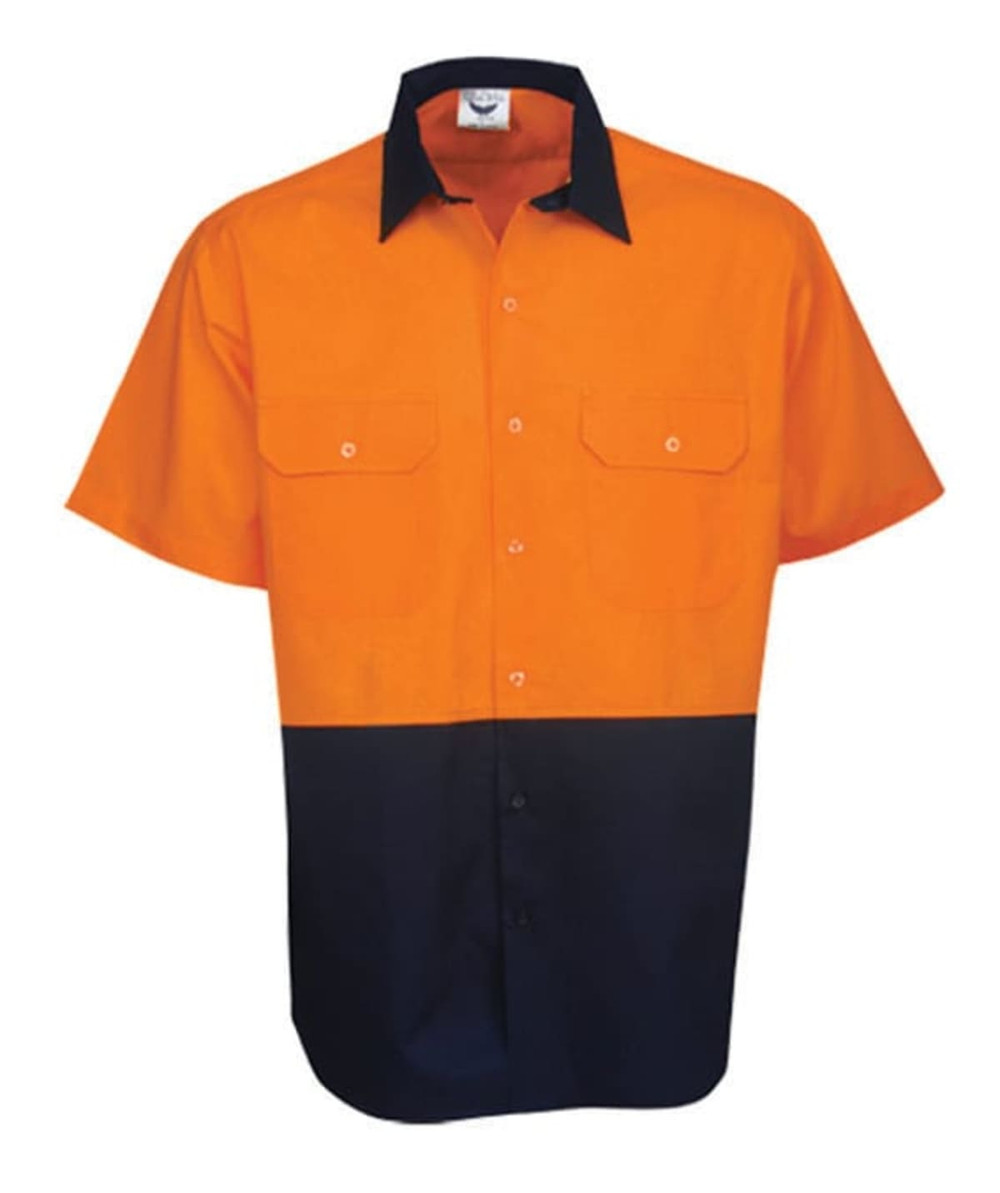 Hi Vis 190 GSM Cotton Drill Shirt Short Sleeve