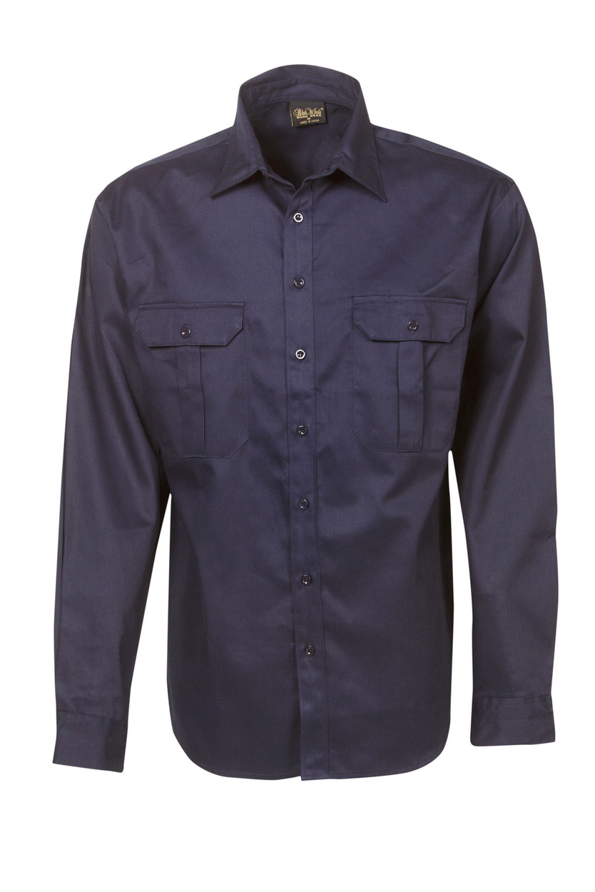 Cotton Drill Work Shirt Long Sleeve