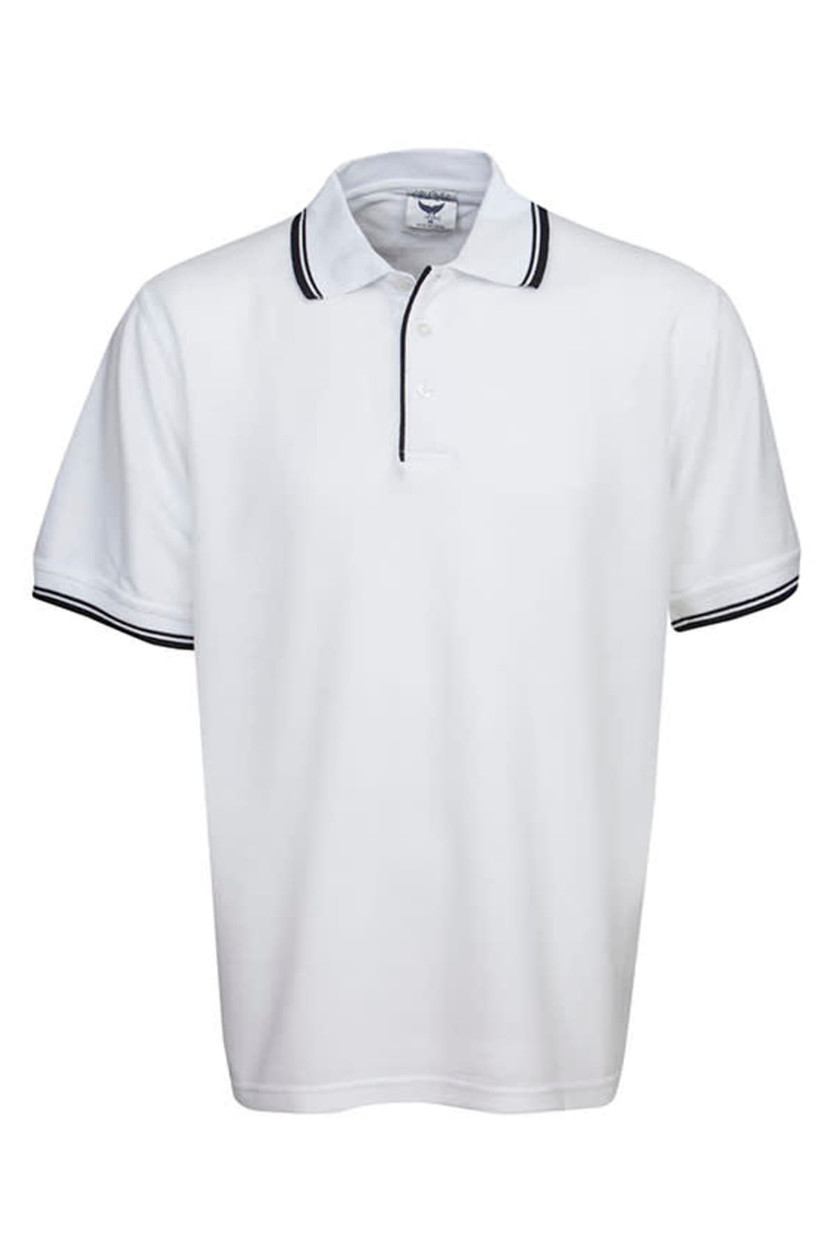 Pique Polo with Striped Collar and Cuff