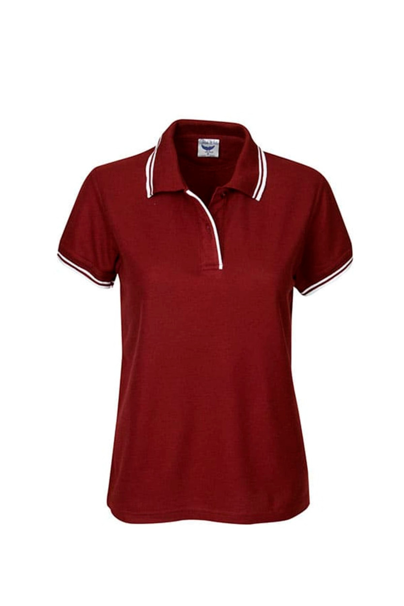 Ladies Pique Polo with Striped Collar and Cuff