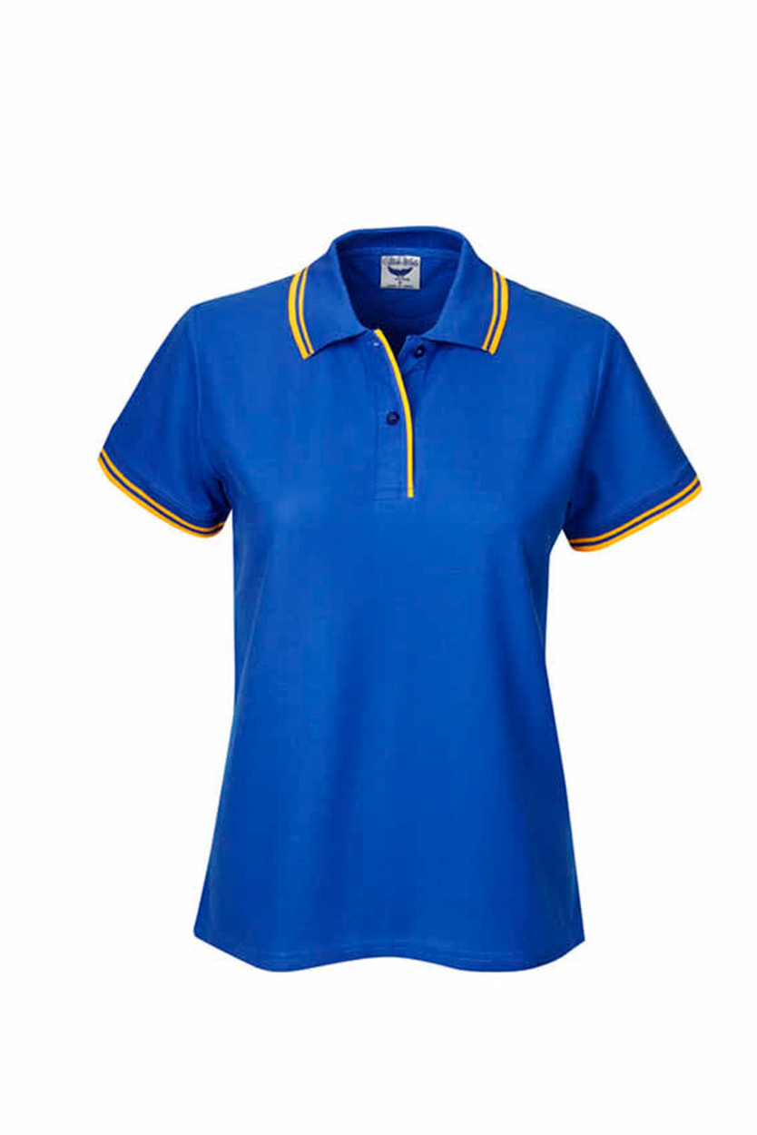 Ladies Pique Polo with Striped Collar and Cuff