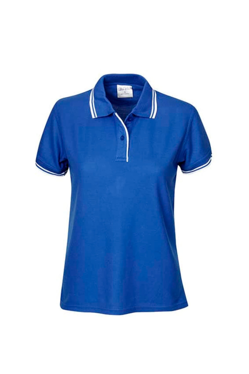 Ladies Pique Polo with Striped Collar and Cuff