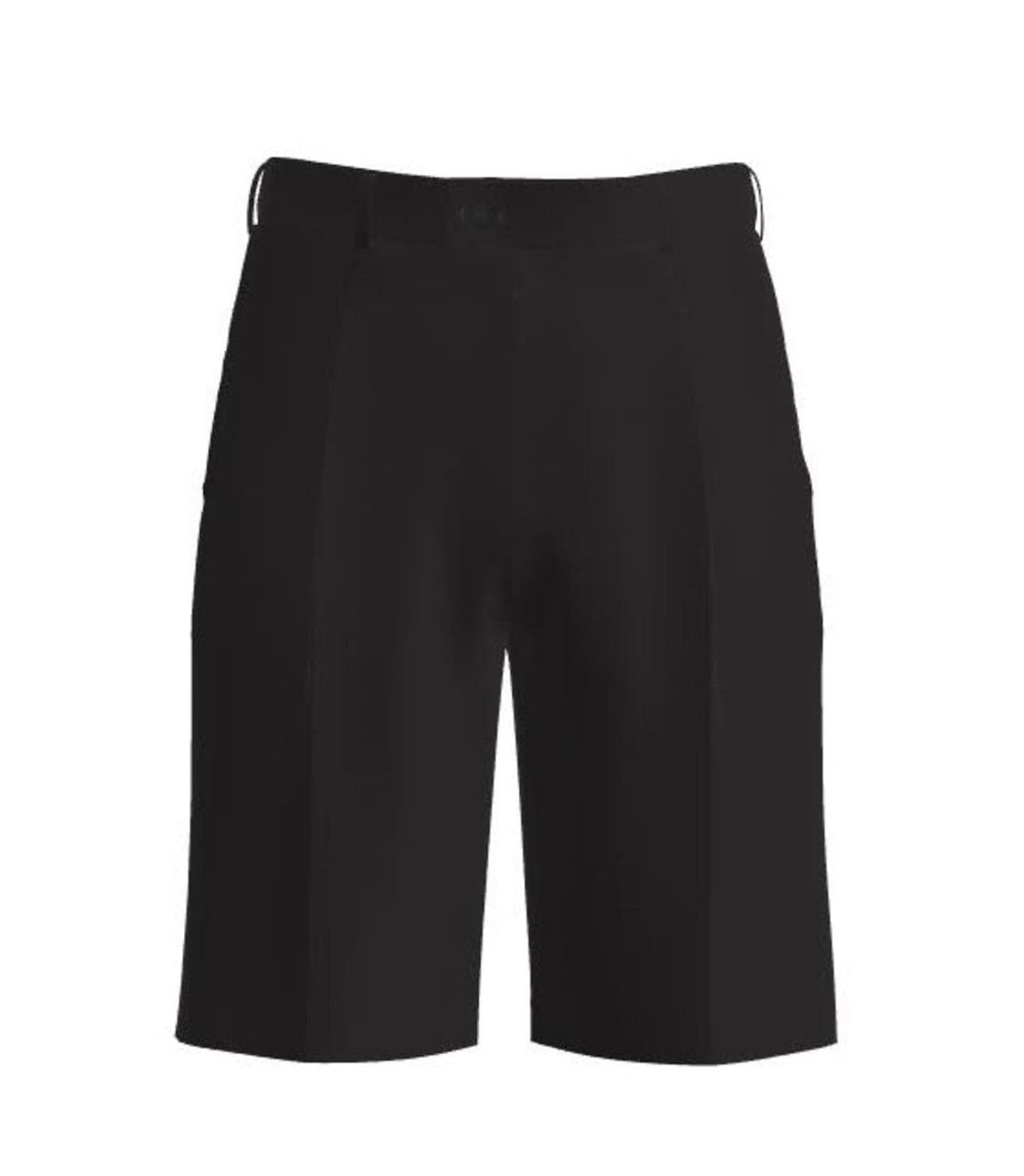 Tailored school shorts in black featuring a FlexiWaist design, suitable for comfort and style.
