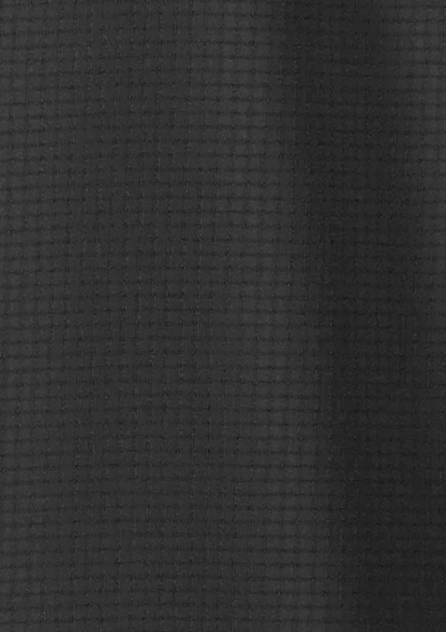 A textured fabric in black, suitable for a women's outdoor short sleeve shirt. Features a subtle grid pattern.