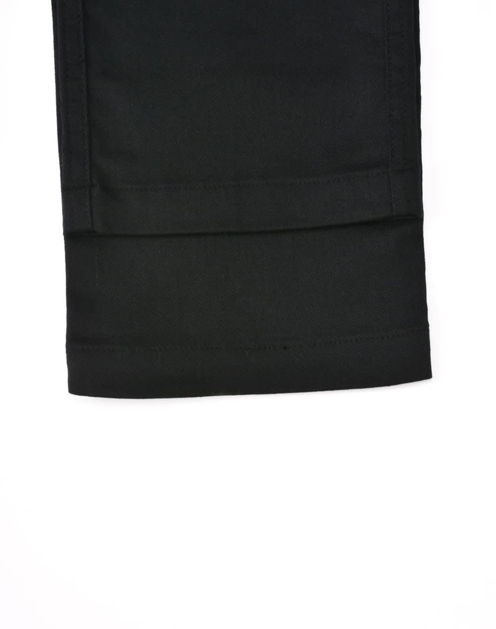 Black cotton stretch ripstop work pants featuring a clean hem and a simple design with a logo on the fabric.