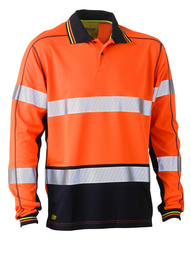 Taped Hi Vis Polyester Mesh Polo L/S