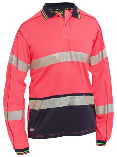 Taped Hi Vis Polyester Mesh Polo L/S