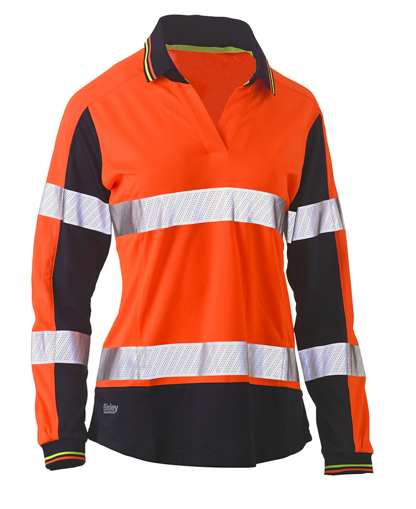 Women's Taped Two Tone Hi Vis V-Neck Polo || BKL6225T