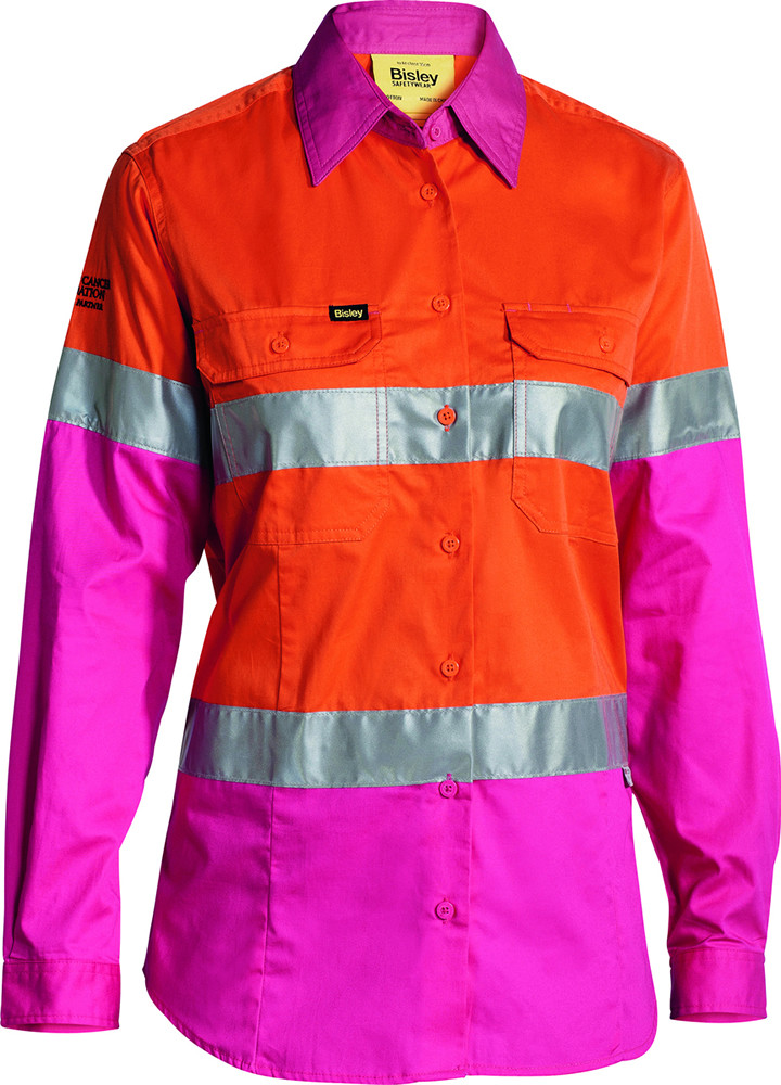 Women's Taped Hi Vis Cool Lightweight Drill Shirt L/Sleeve