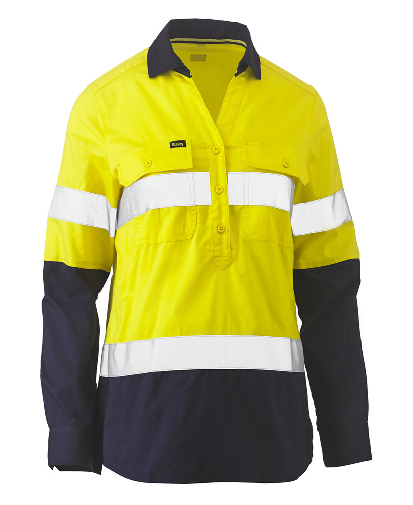 Women's Taped Hi Vis Stretch V-Neck Closed Front Shirt