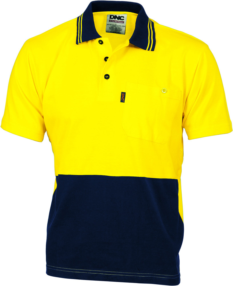 Hi Vis Cool-Breeze Cotton Jersey Polo Shirt with Under Arm Cotton Mesh - S/S