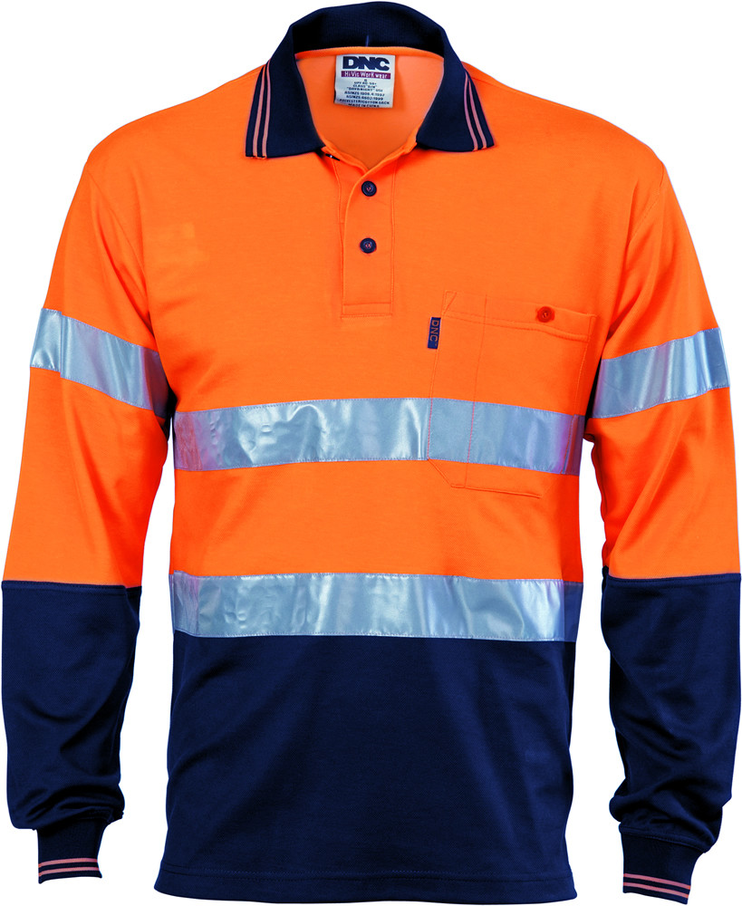 Hi Vis Two Tone Cotton Back Polos with Generic R.Tape - L/S