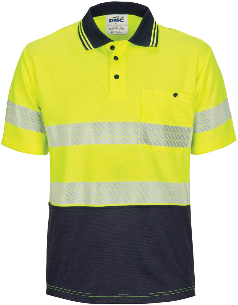 Hi Vis Segment Taped Mircomesh Polo - Short Sleeve