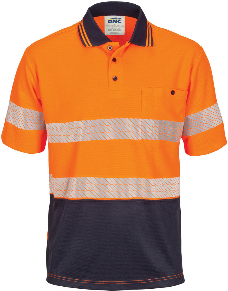 Hi Vis Segment Taped Mircomesh Polo - Short Sleeve