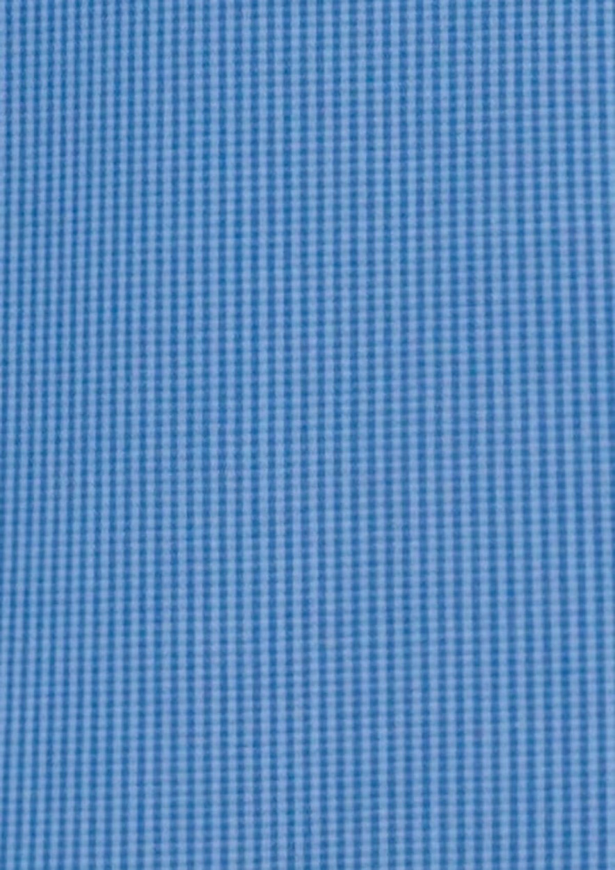 A micro check fabric pattern in shades of blue, suitable for a men's short sleeve button-up shirt.
