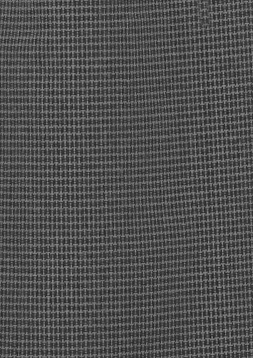 A textured fabric in shades of grey, suitable for a long sleeve button-up shirt. Features a subtle pattern and has branding.