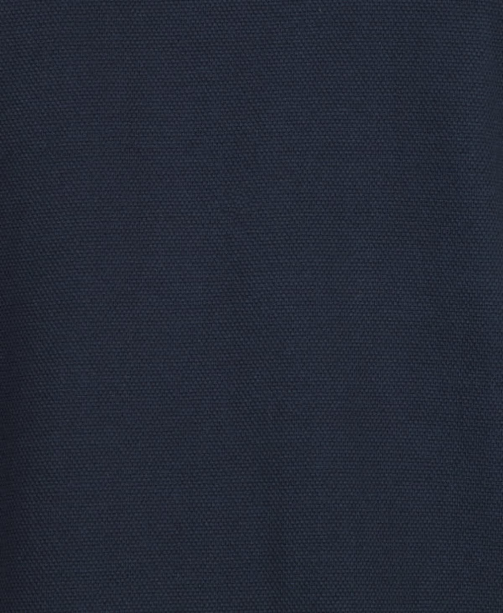 A navy blue cotton fabric texture, featuring a smooth and sturdy weave. The image highlights the material's quality.