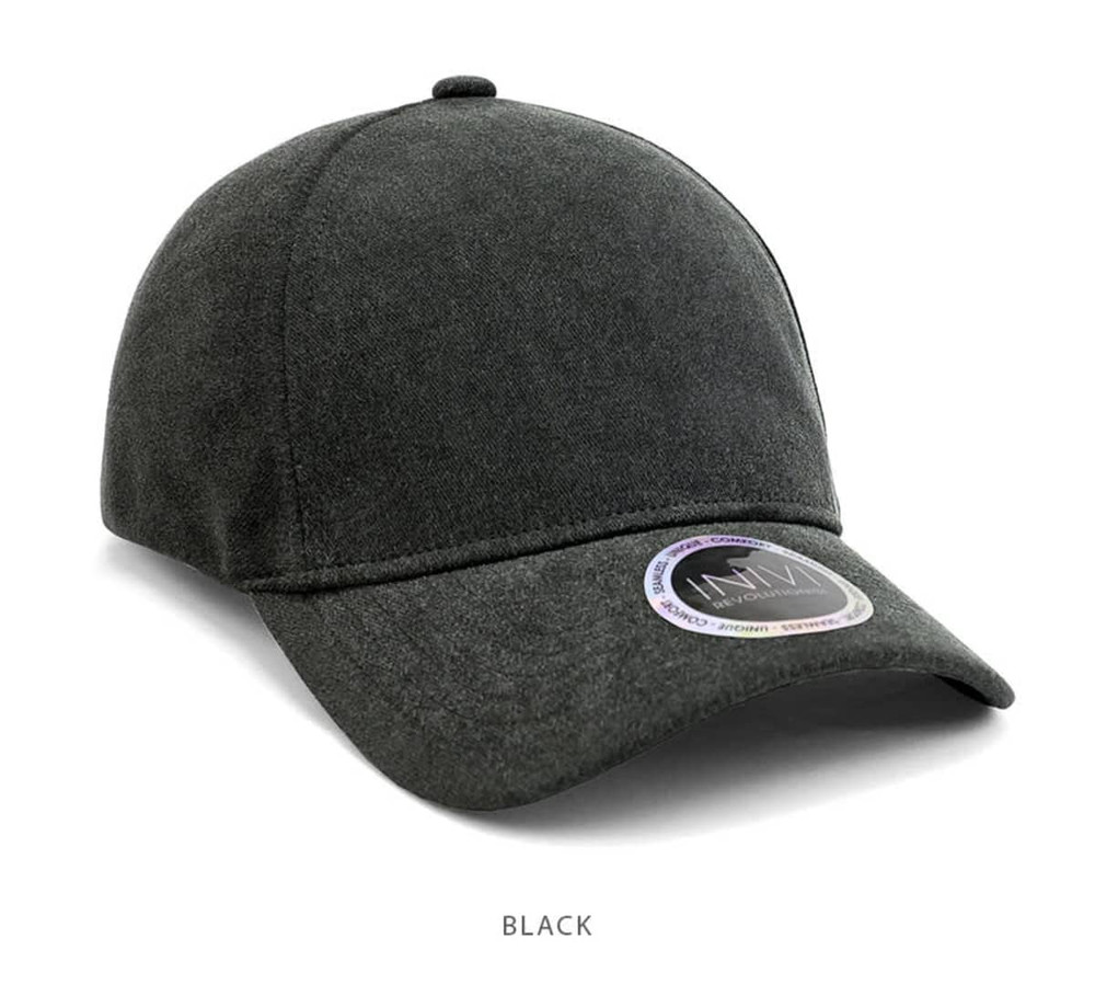 A black enzyme washed unstructured cap with a round logo on the side.