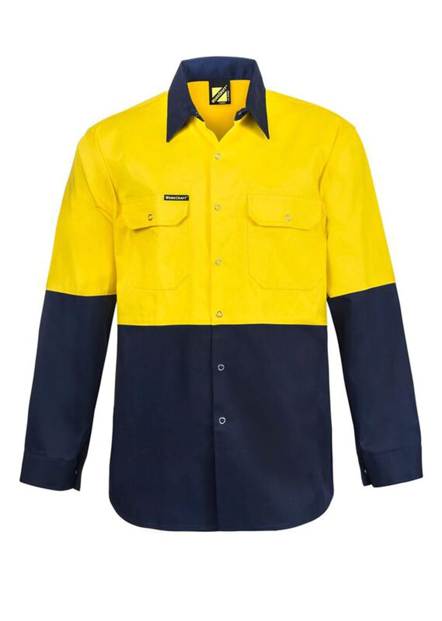 Hivis Industrial Shirt-Stud-Ls