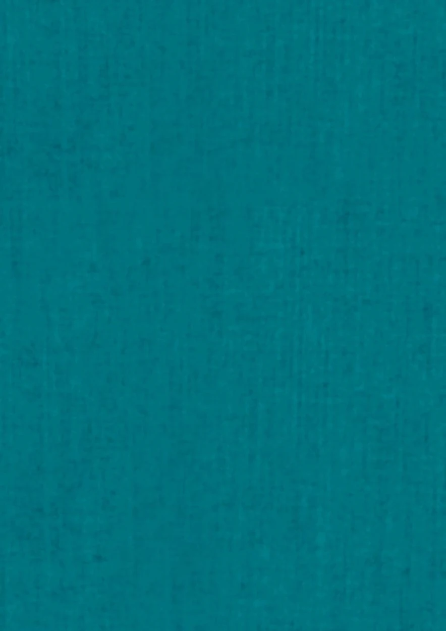 A textured fabric in a rich teal colour, suitable for a button-up shirt design. It features a logo.