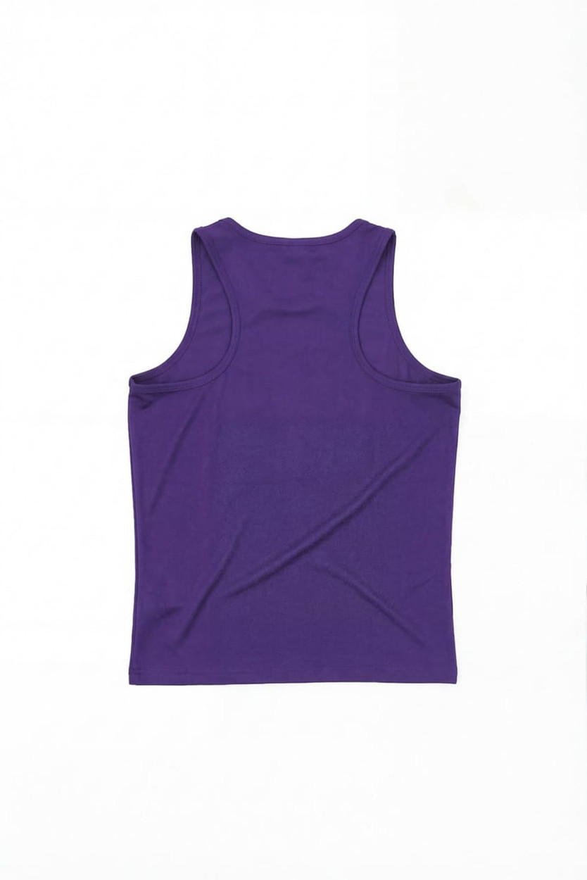 A purple youth core singlet featuring a simple, sleeveless design and a logo.