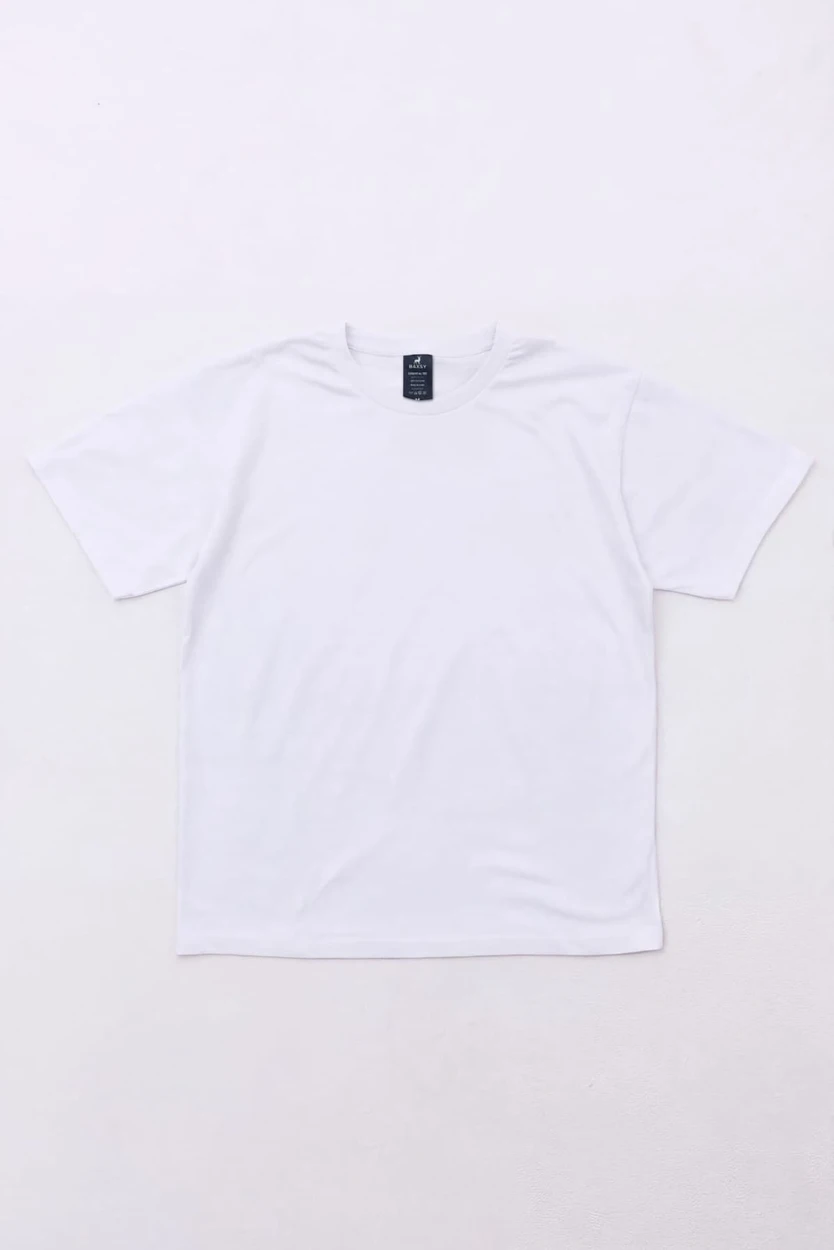 A white singlet shirt featuring a label and a simple design. Suitable for casual wear.