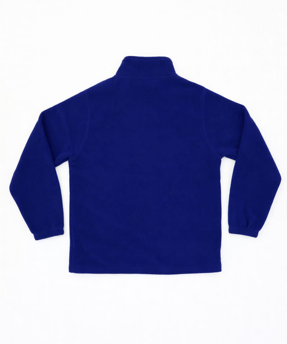 A blue Everest Polar Fleece Full Zip jacket, featuring long sleeves and a high collar. It has a branding logo.