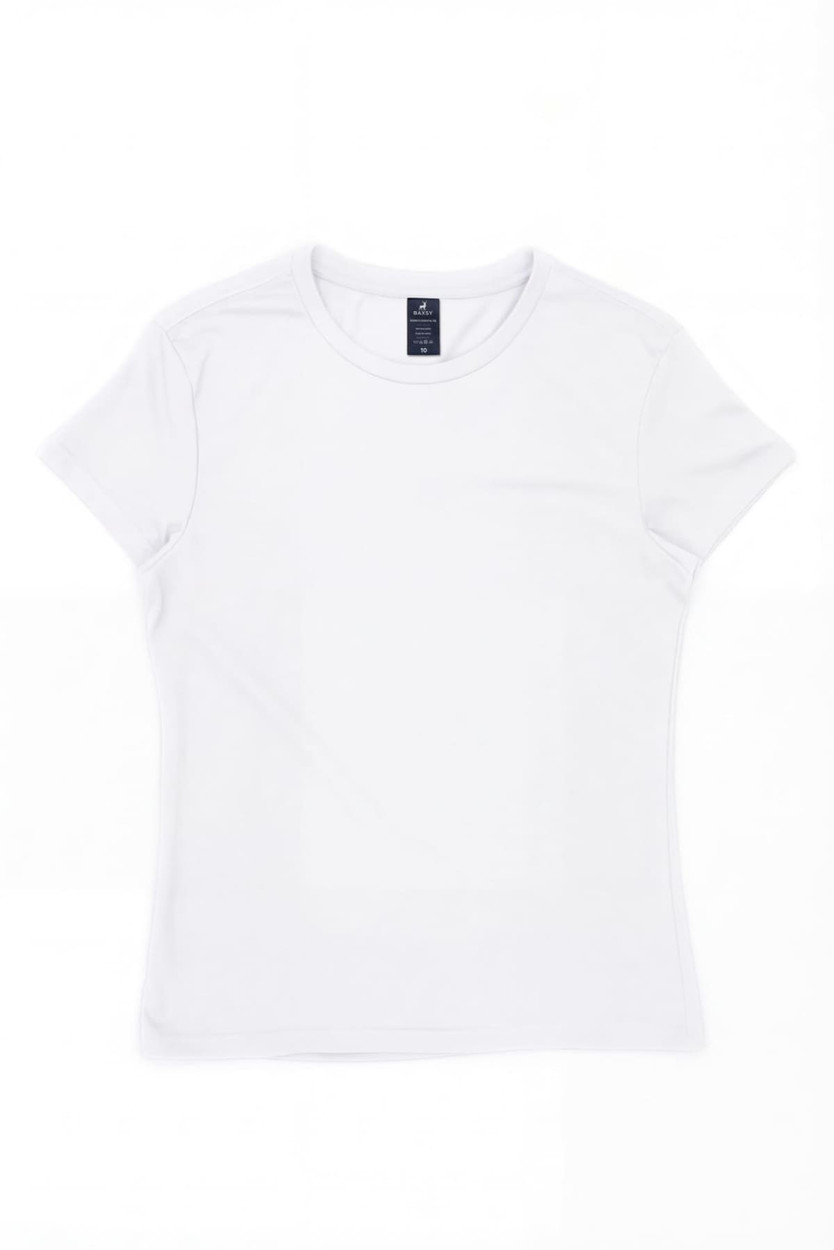 A white women's surf tee featuring a fitted style and short sleeves. The shirt has a label inside and no visible designs.
