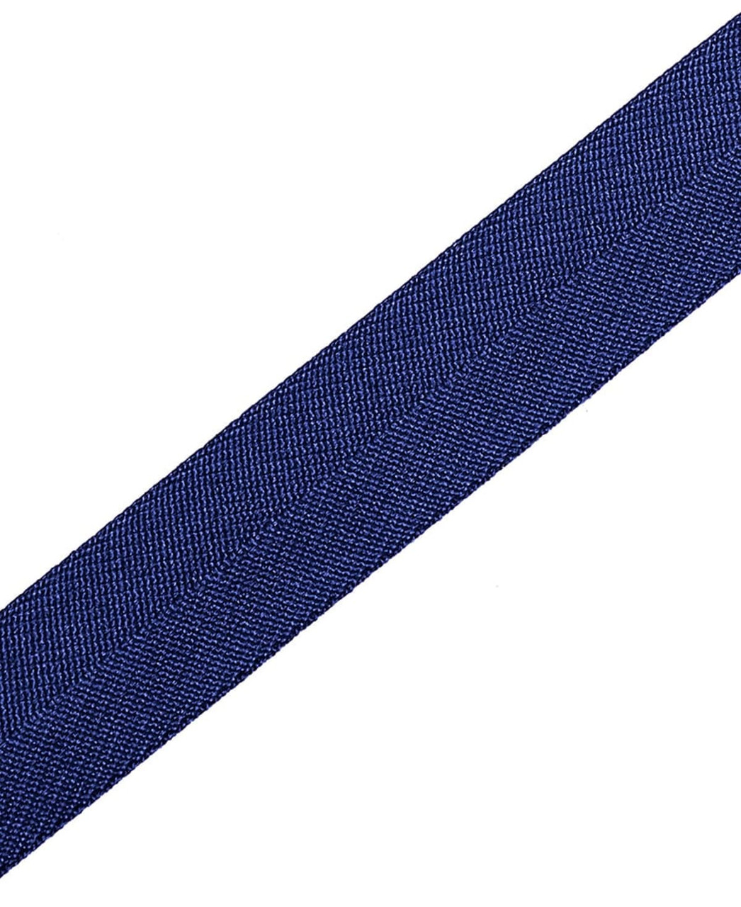 Navy blue cross back apron strap with a textured finish, featuring a branding logo.