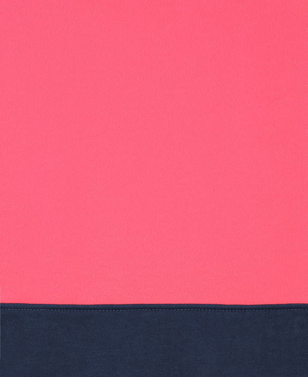 A pink and navy blue hoodie featuring a branded logo, designed for workwear.
