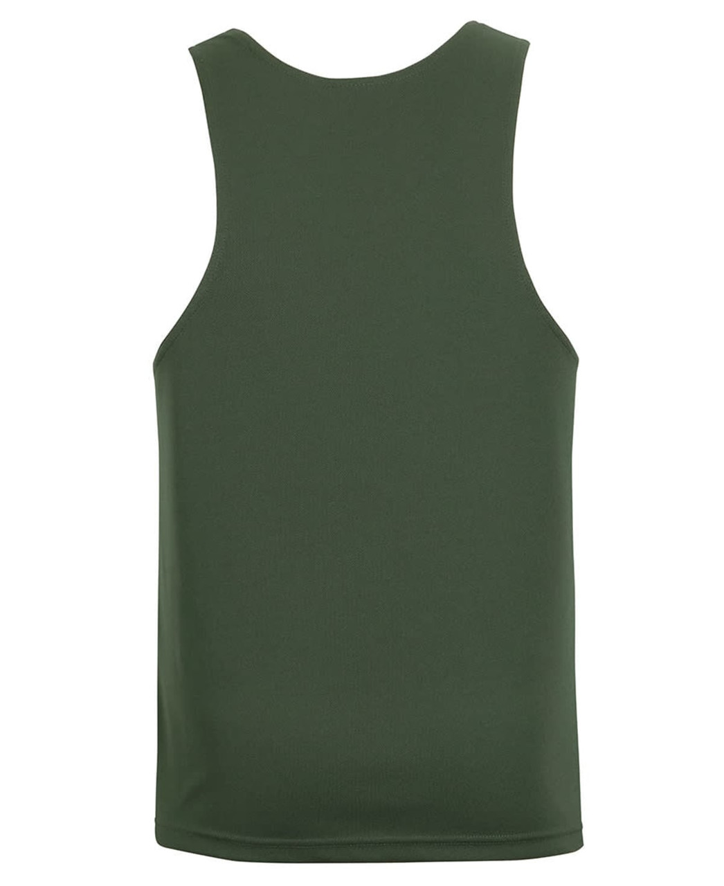 A green Podium Poly Singlet featuring a sleeveless design and a plain back with a logo.